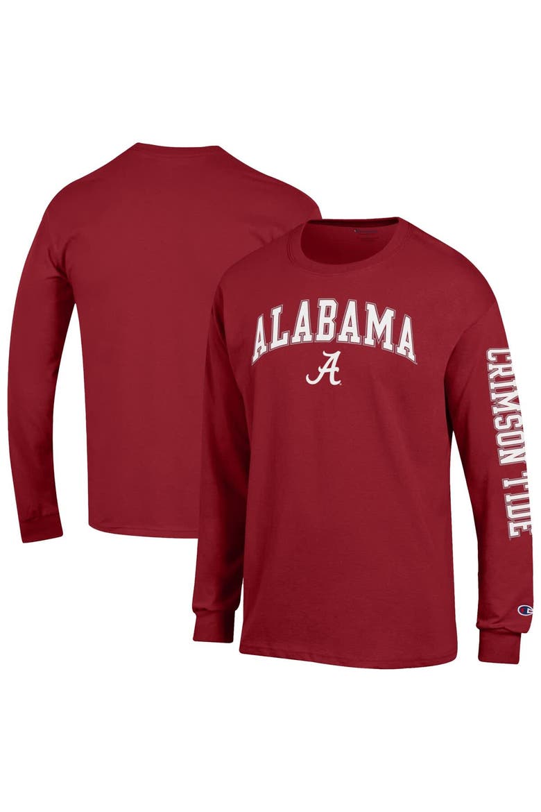 Men's Champion  Crimson Alabama Crimson Tide Arch Over Logo 2-Hit Long Sleeve T-Shirt, Main, color, Crimson