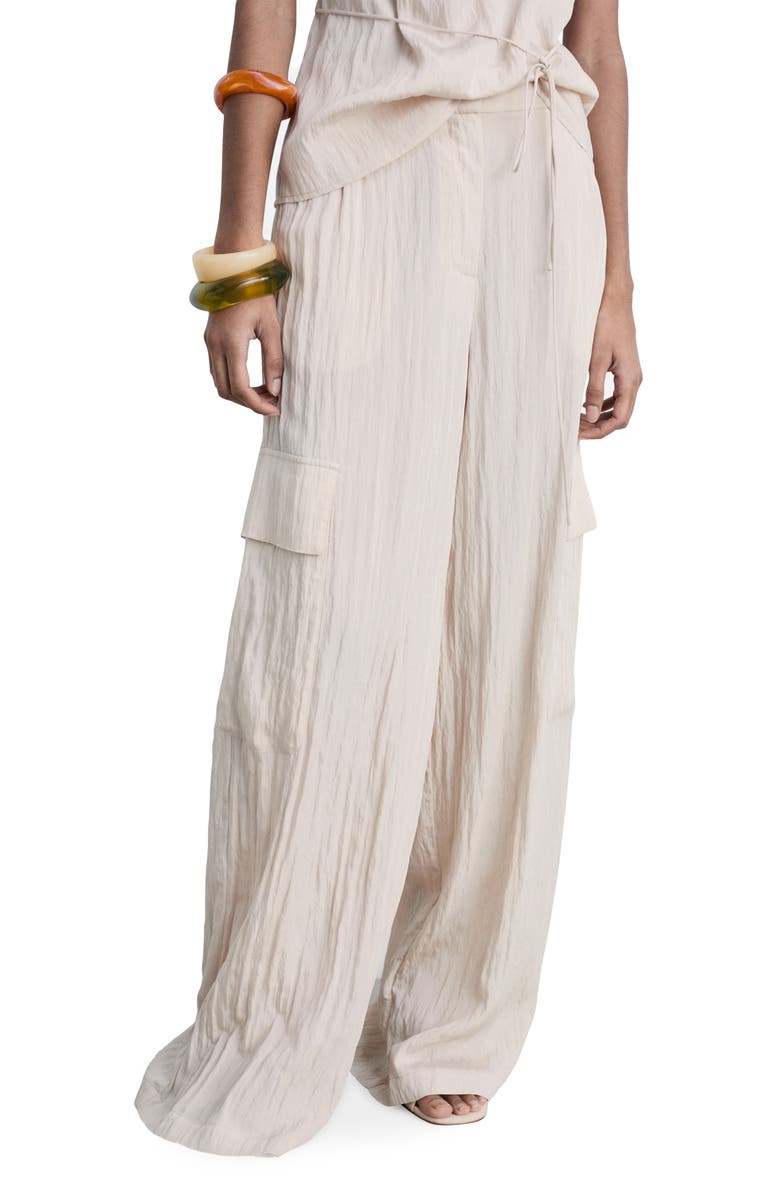 MANGO Textured Satin Cargo Pants, Main, color,