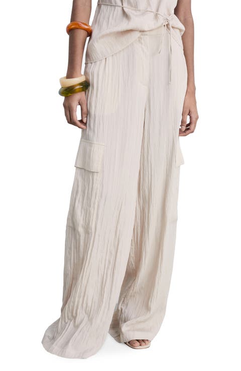 Textured Satin Cargo Pants