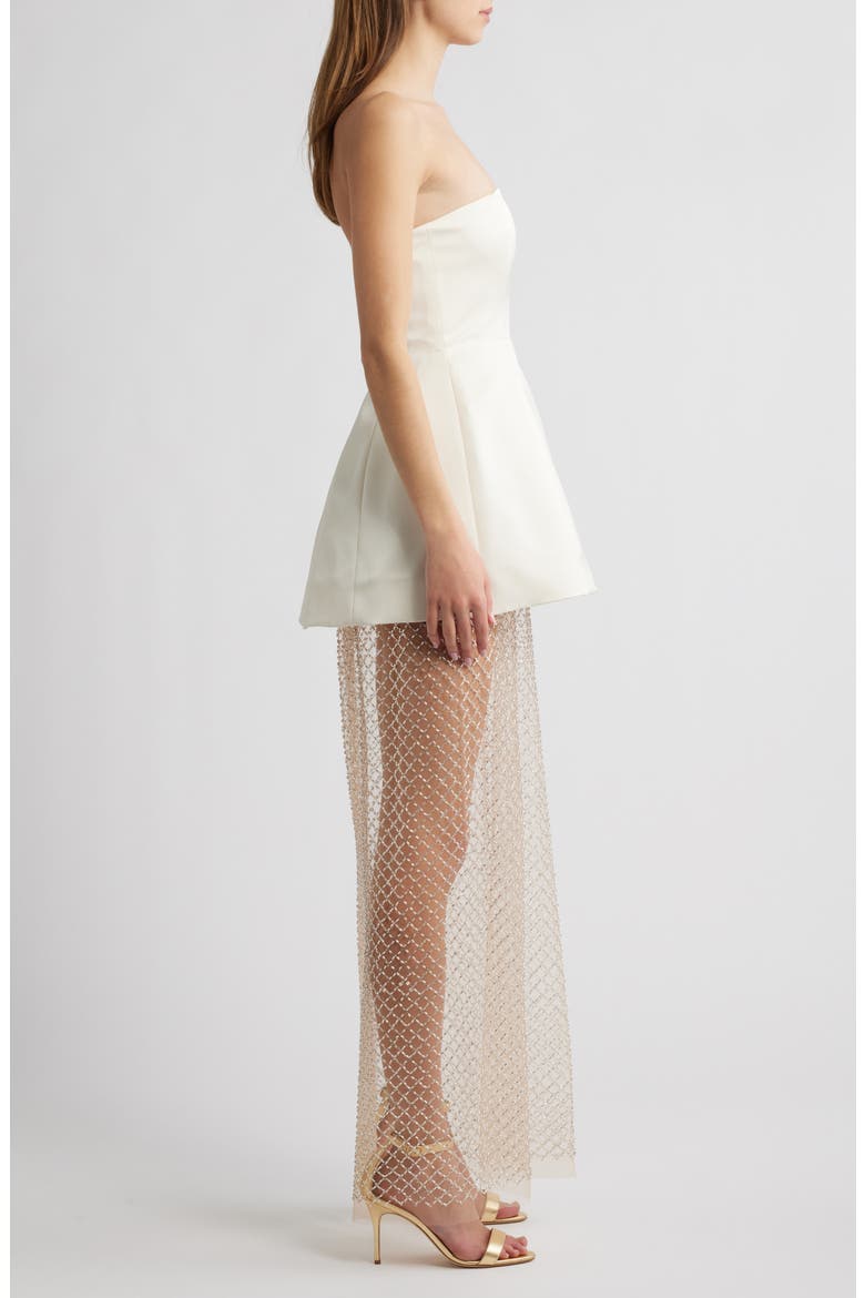 Gemma Strapless Netted Gown, Alternate, color, IVORY