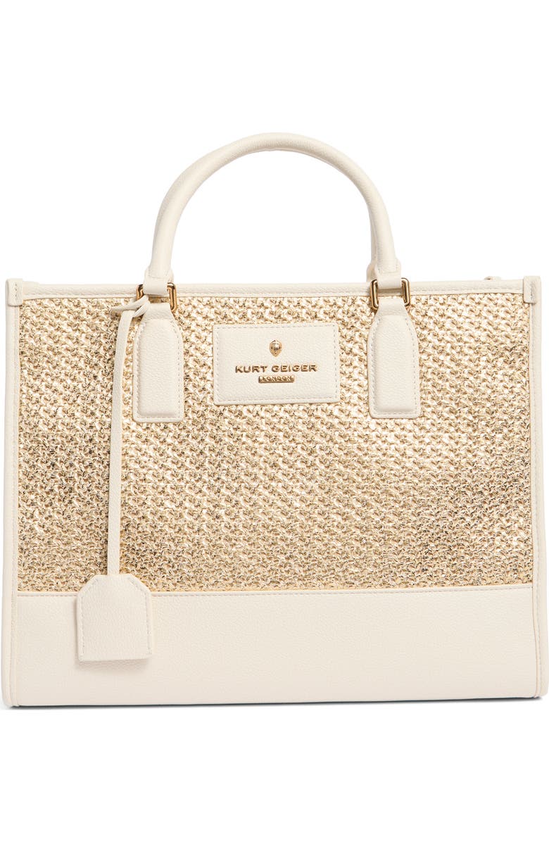 Kurt Geiger London Chiswick Raffia Tote, Main, color, Open Yellow
