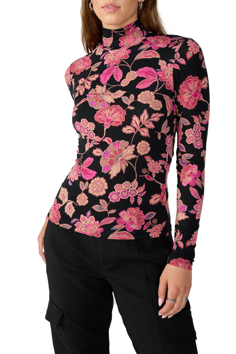 Slinky Mock Neck Top, Main, color, CRANBERRY