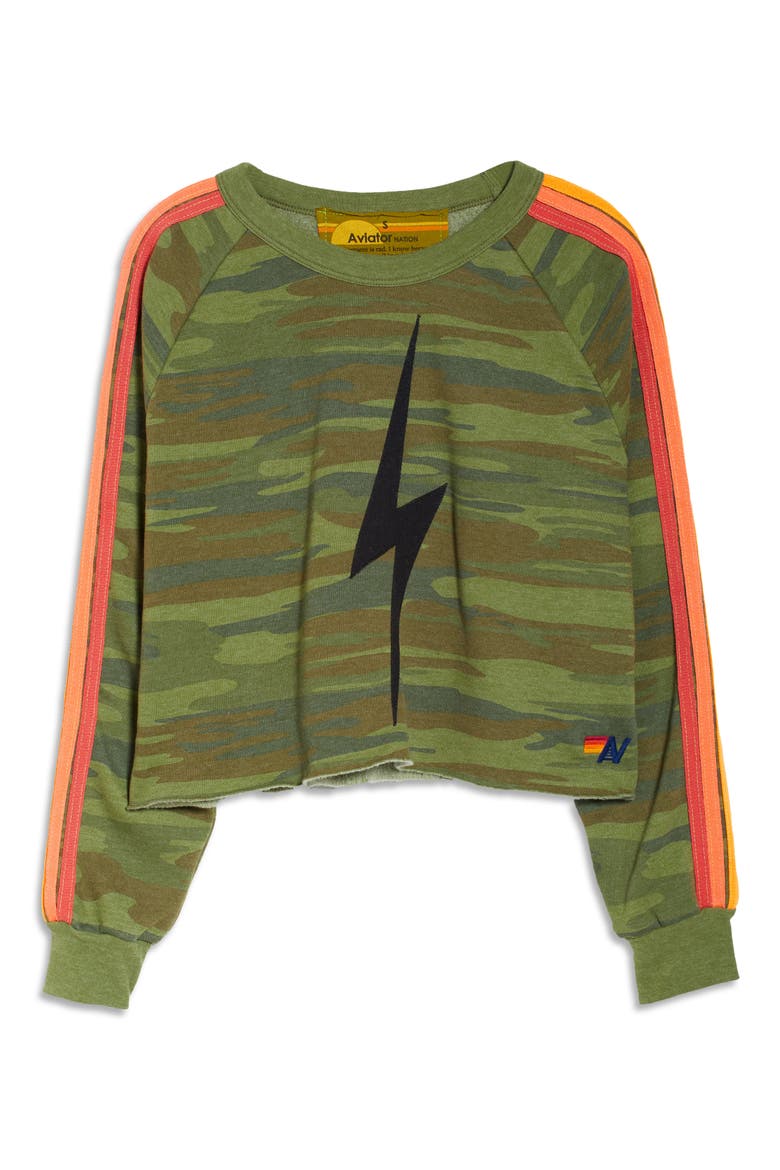 Bolt Crop Sweatshirt, Alternate, color, CAMONEON