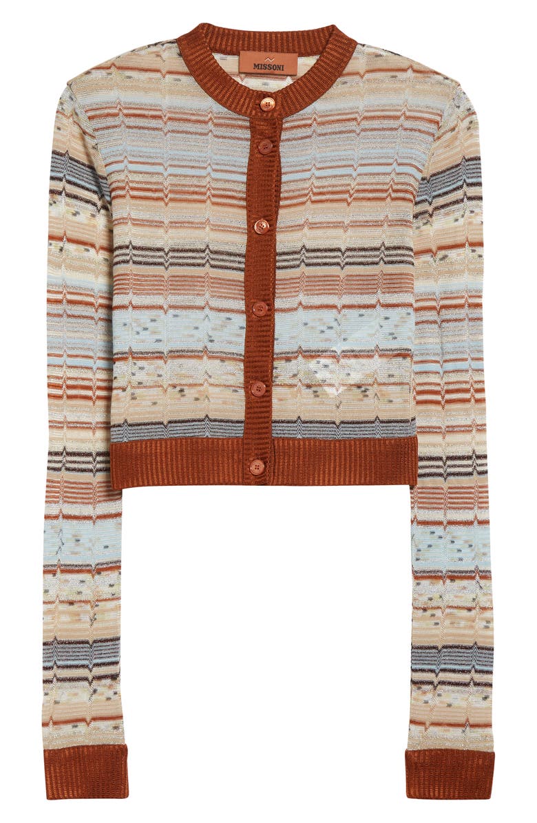 Missoni Metallic Stripe Crop Cardigan, Alternate, color,