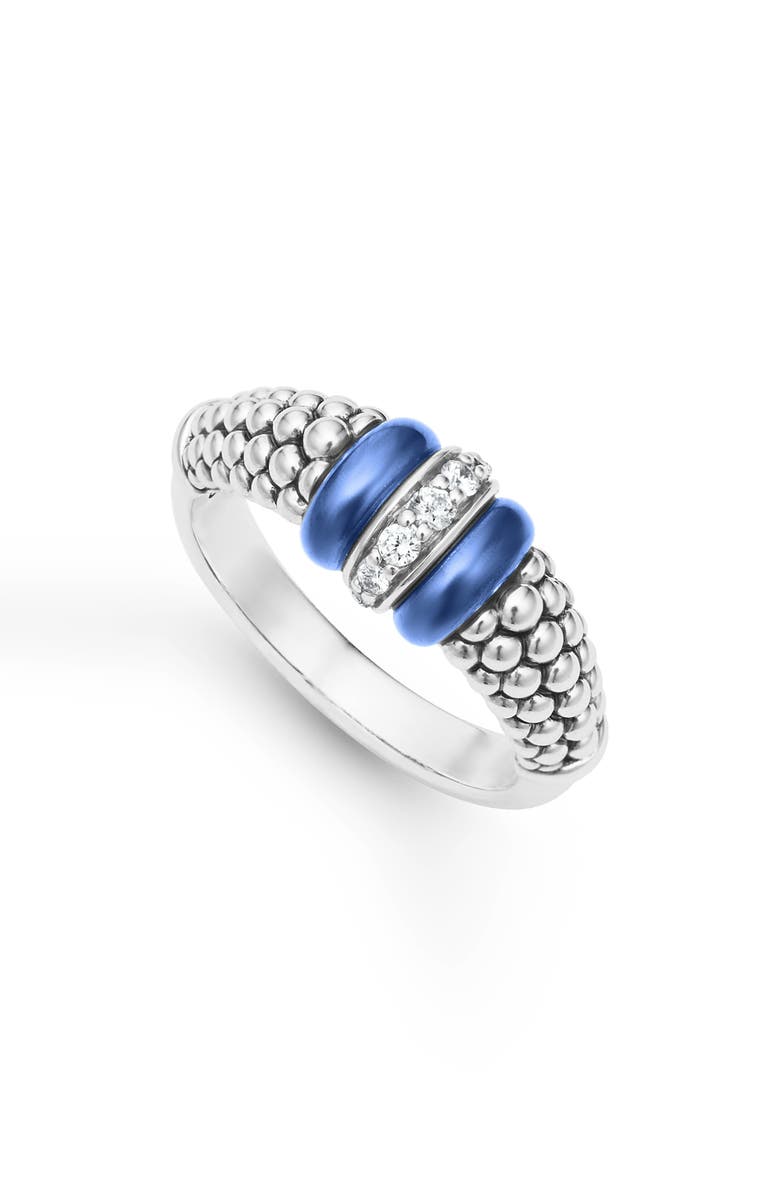 LAGOS Blue Caviar Diamond Link Ring, Main, color, Ultramarine