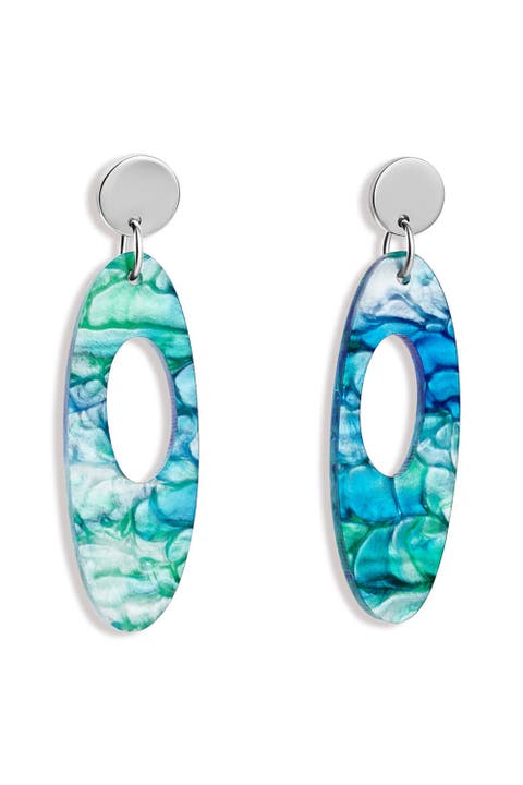 Hepworth Earrings - Blue & Green Lava