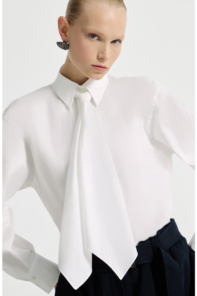 Shirt with tie and monili, Alternate, color, White