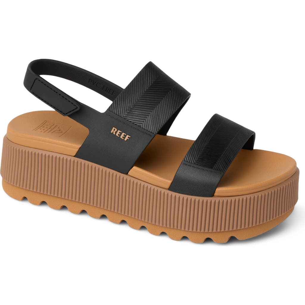 Reef Water Vista Platform Slingback Sandal in Black Sand at Nordstrom, Size 9