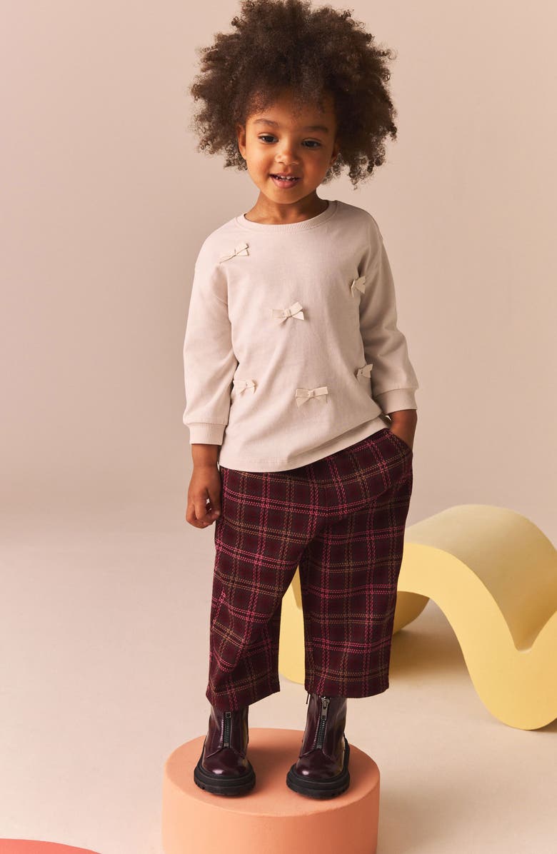 NEXT Kids' Bow Embellished Long Sleeve Cotton T-Shirt, Alternate, color, Pink