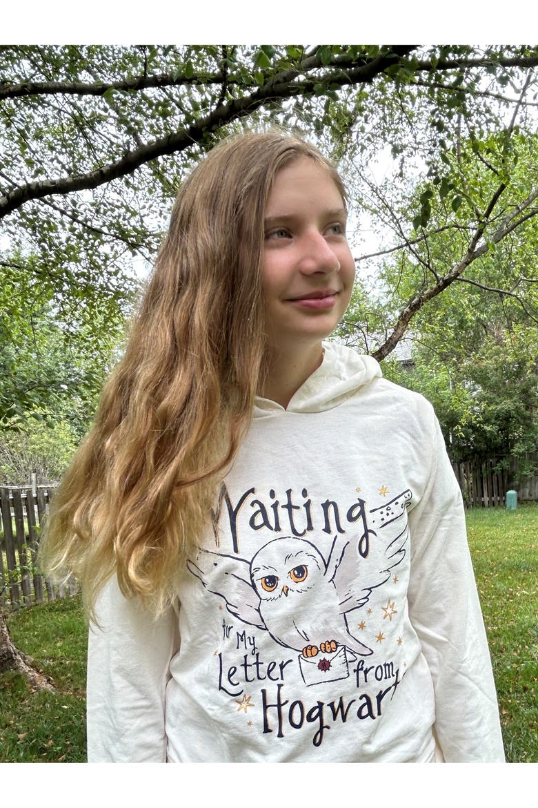 Fleece Pullover Hoodie, Alternate, color, Ivory Hedwig