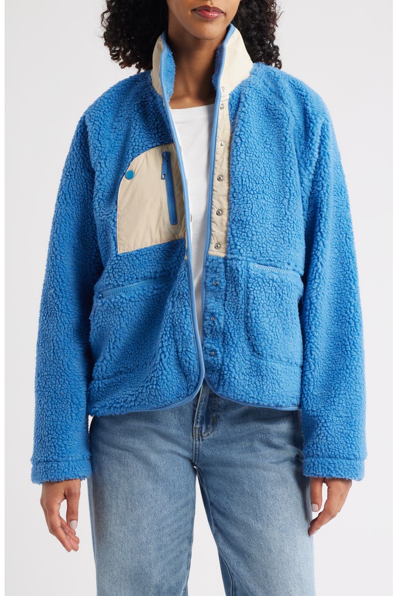 Denim Blue Fleece Quarter Snap Pullover, Main, color, DENIM BLUE
