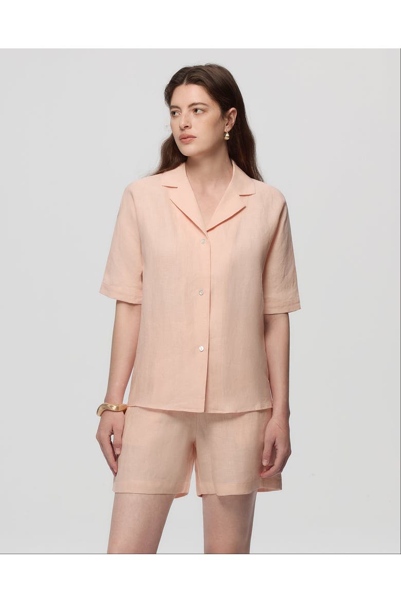 Hemp Pull-on Shorts, Alternate, color, Peach