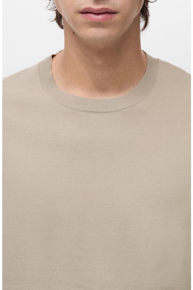Short Sleeve Cotton Crewneck Sweater, Alternate, color, ICE GREY