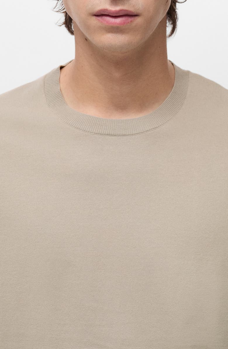 MANGO Short Sleeve Cotton Crewneck Sweater, Alternate, color, Ice Grey