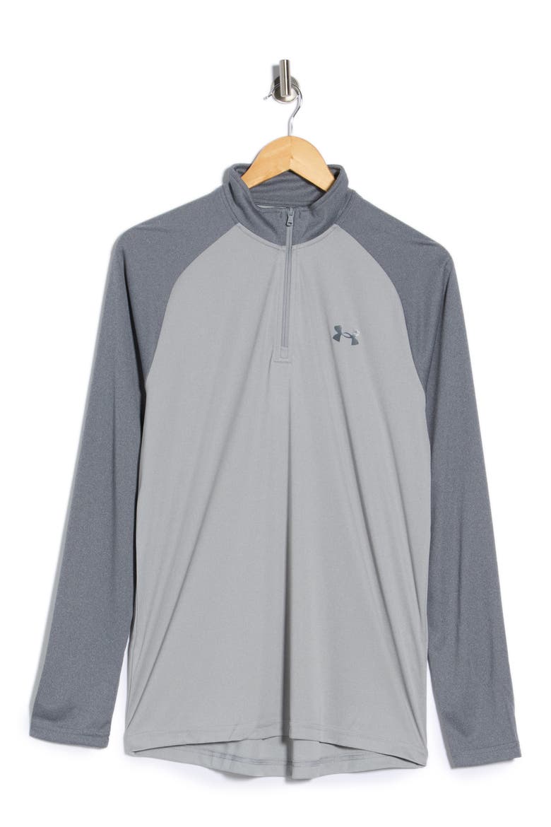 UA Velocity 2.0 Quarter Zip Pullover, Alternate, color, STEEL LIGHT HEAT