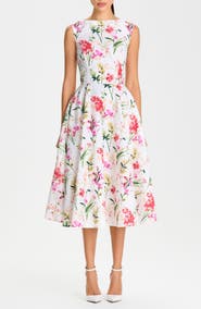NADINE MERABI Adele Sequin Detail Floral Midi Dress