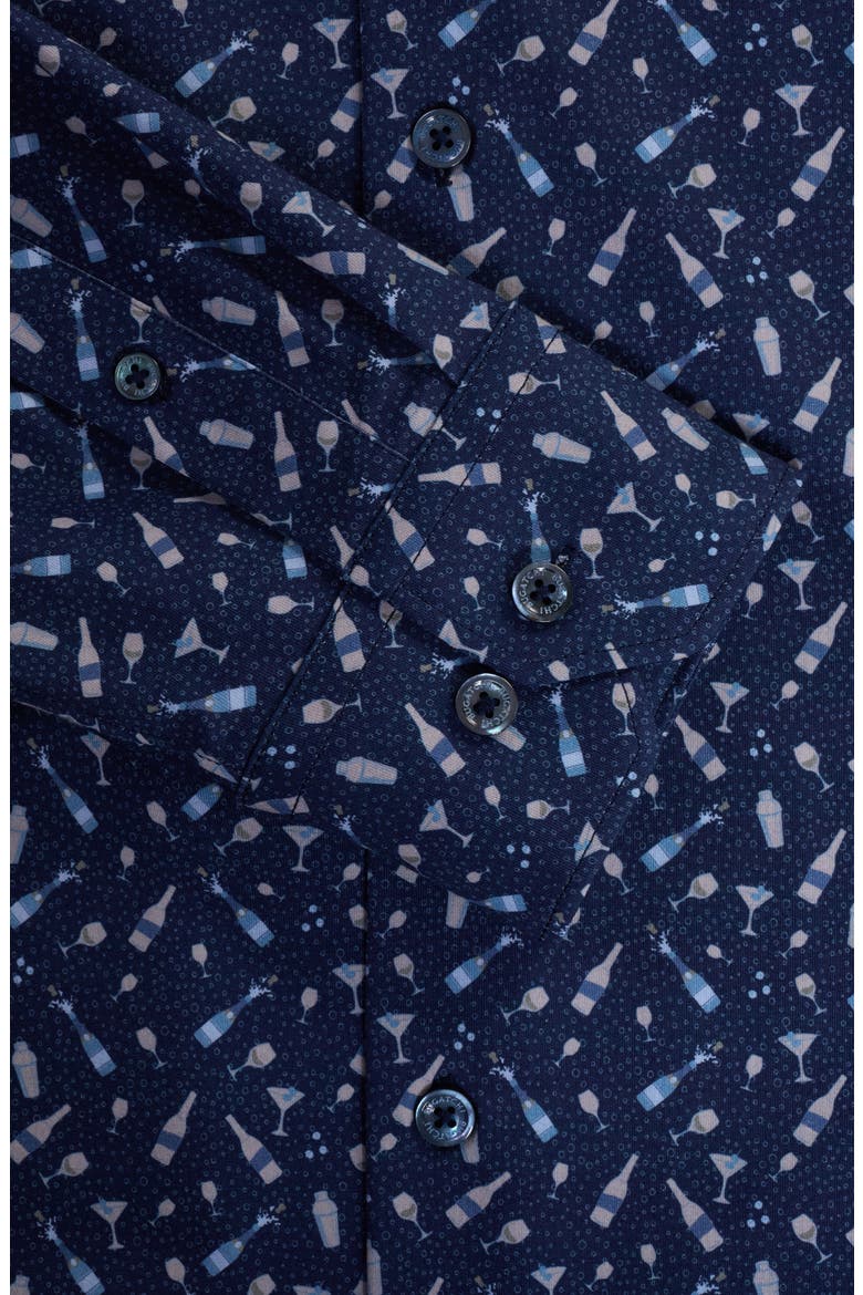 James OoohCotton® Cocktail Print Button-Up Shirt, Alternate, color, NAVY