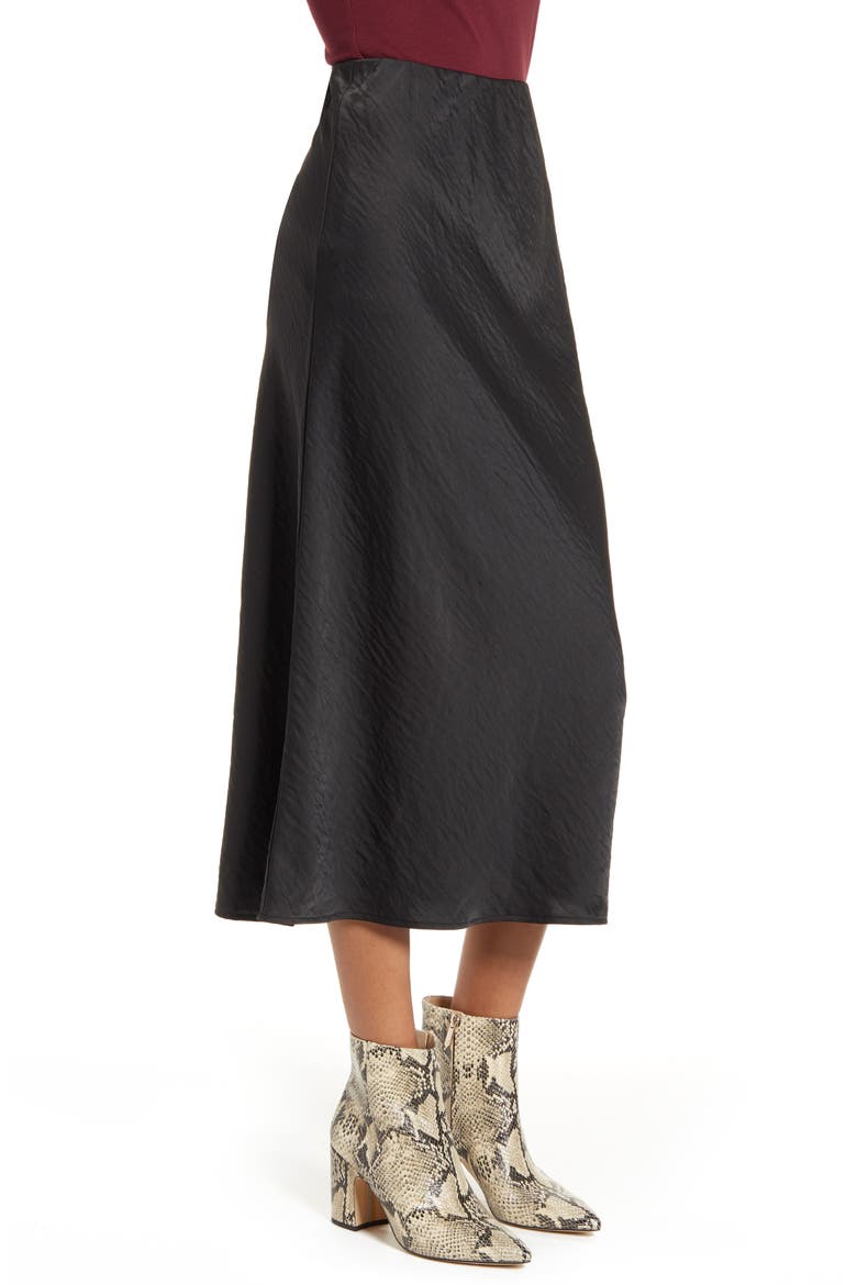 Lyndon Bias Cut Midi Skirt, Alternate, color, BLACK