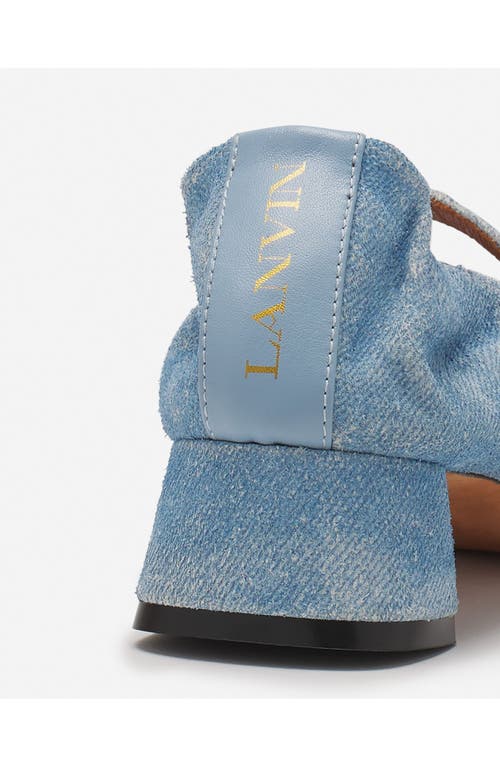 Lanvin Heeled Mary Janes In Leather With A Faded Denim Effect In Denim Blue