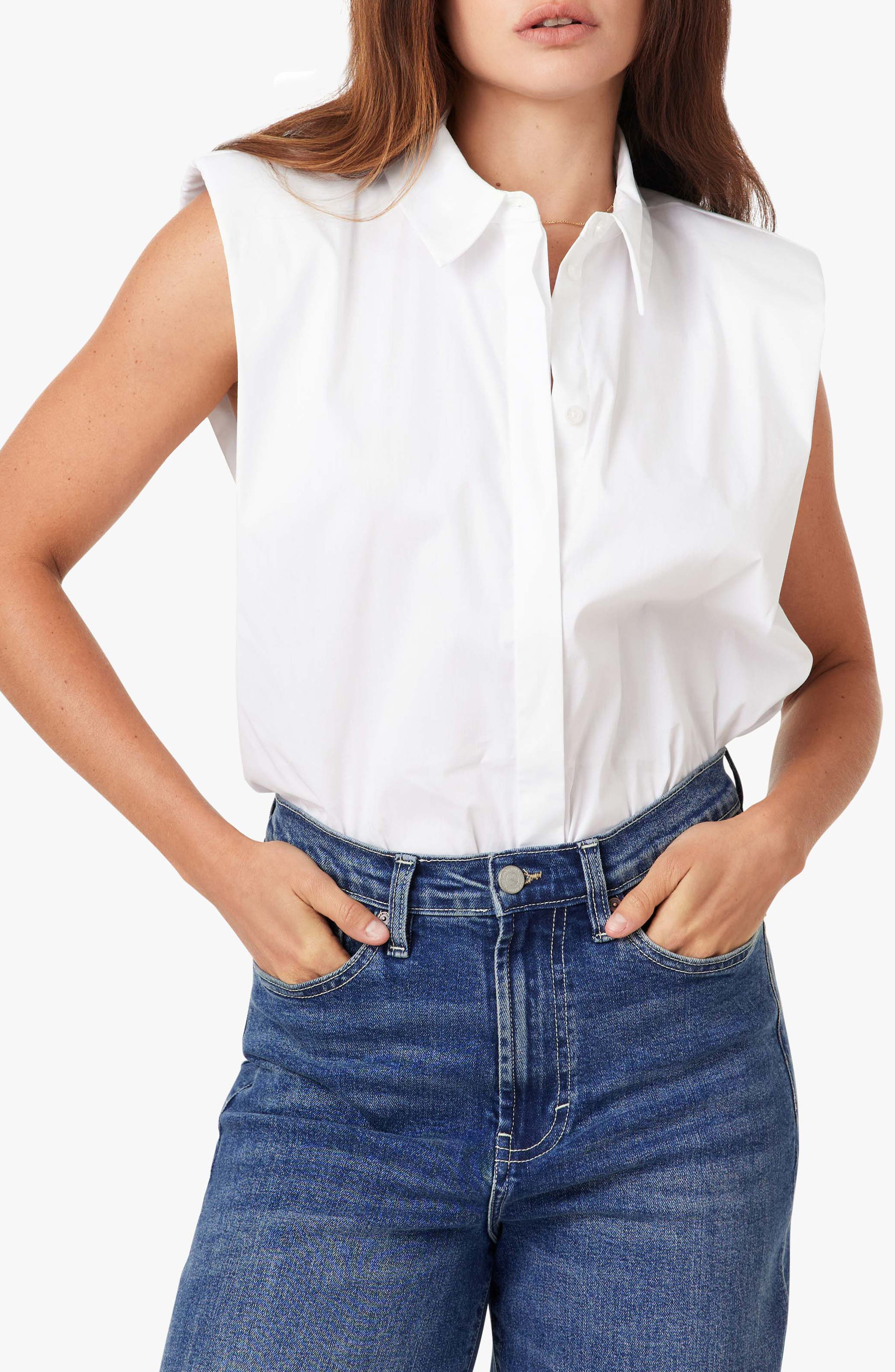 Shoulder Pad Sleeveless Shirt