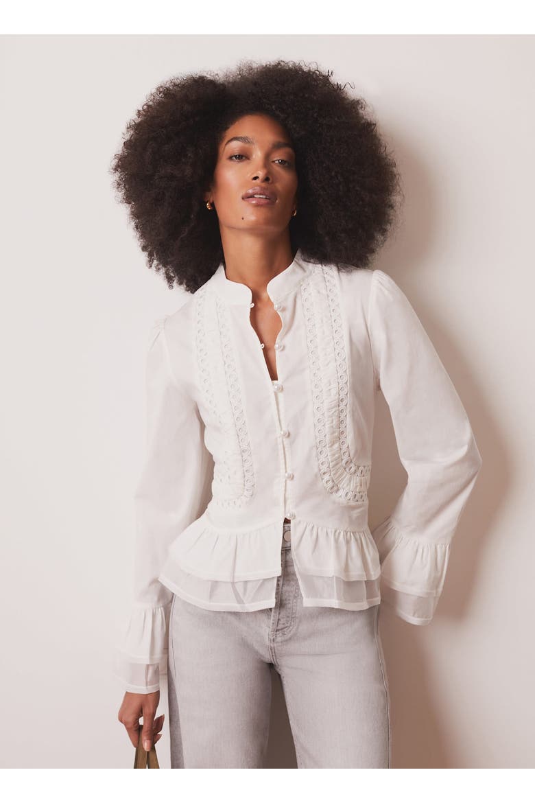 Lace Ruffle Blouse, Alternate, color, Ivory