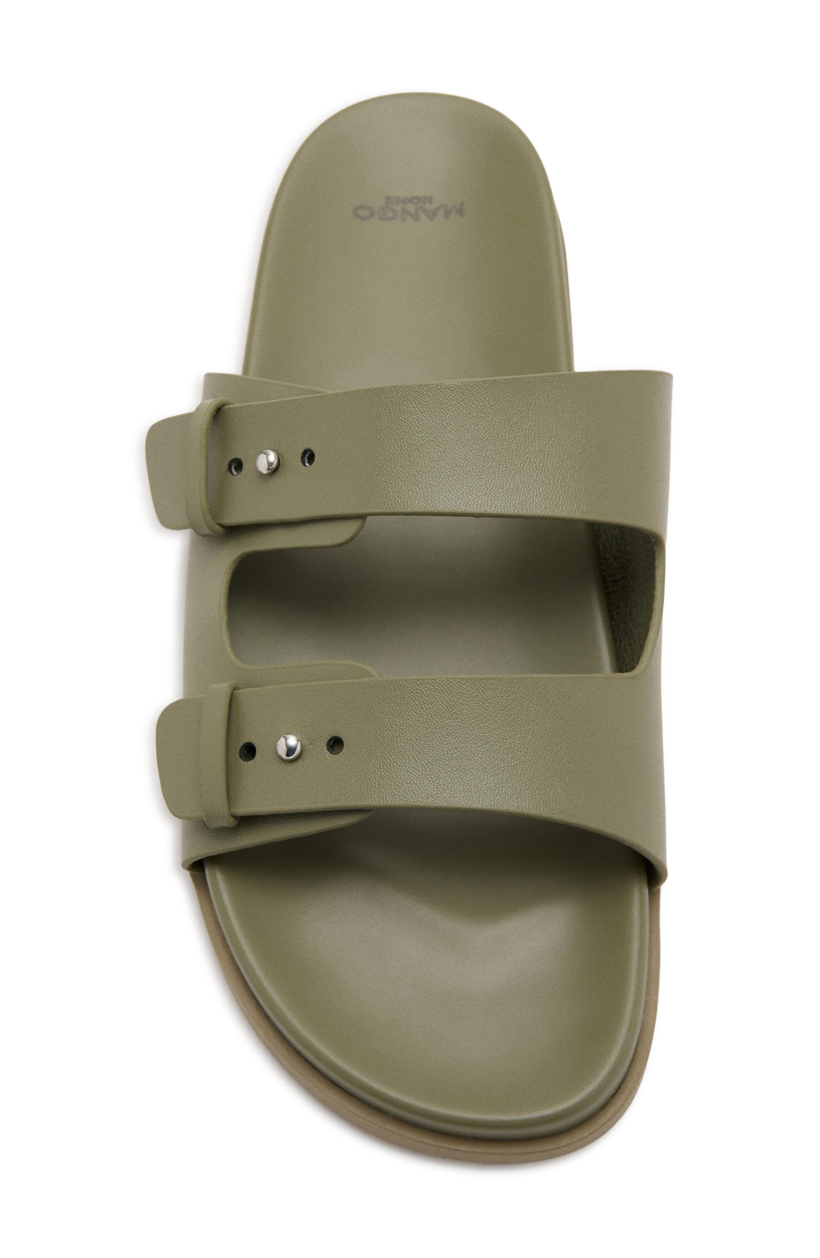 MANGO Double Buckle Sandal, Alternate, color, Khaki Green