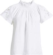 Caslon® Embroidered Cutwork Linen Popover Top