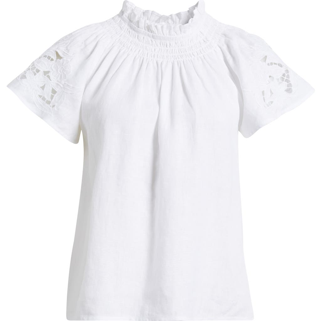 Caslonr Caslon(r) Embroidered Cutwork Linen Popover Top