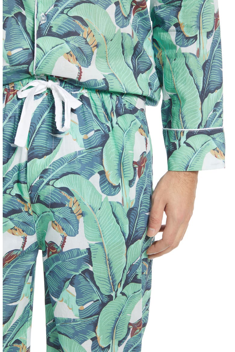 Men's Martinique® Banana Leaf Print Pajamas, Alternate, color, GREEN