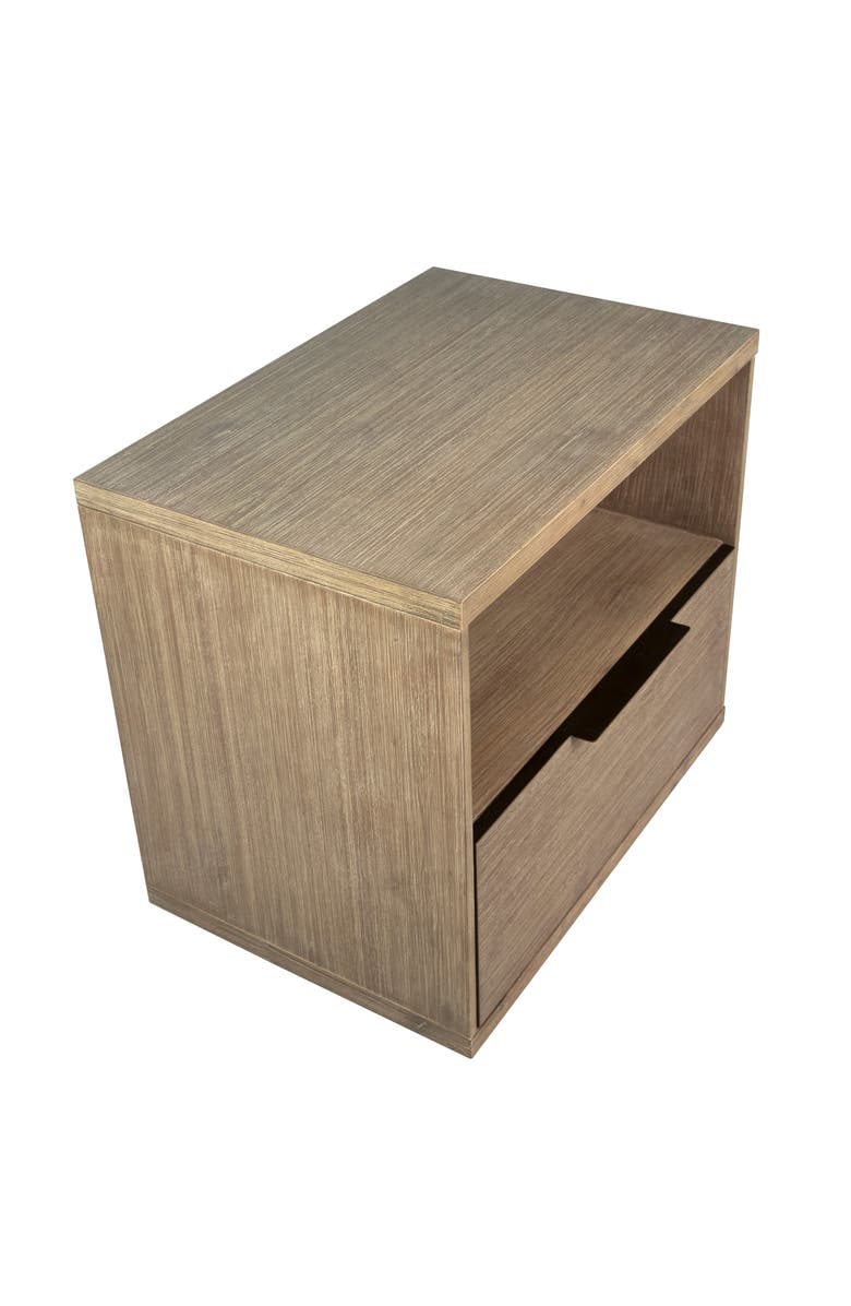 Dovetail Furniture Sorina Solid Acacia Wood Nightstand with Drawer and Open Shelf, Alternate, color, Natural