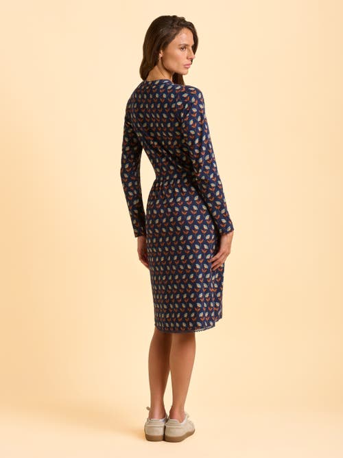 Brakeburn Rowan Long Sleeve V-neck Midi Dress In Blue
