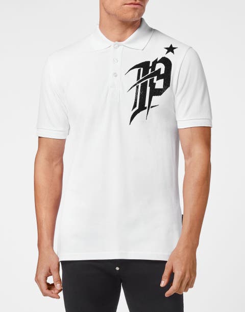 Slim Fit Polo Shirt Ss Gothic Plein With Crystals Men