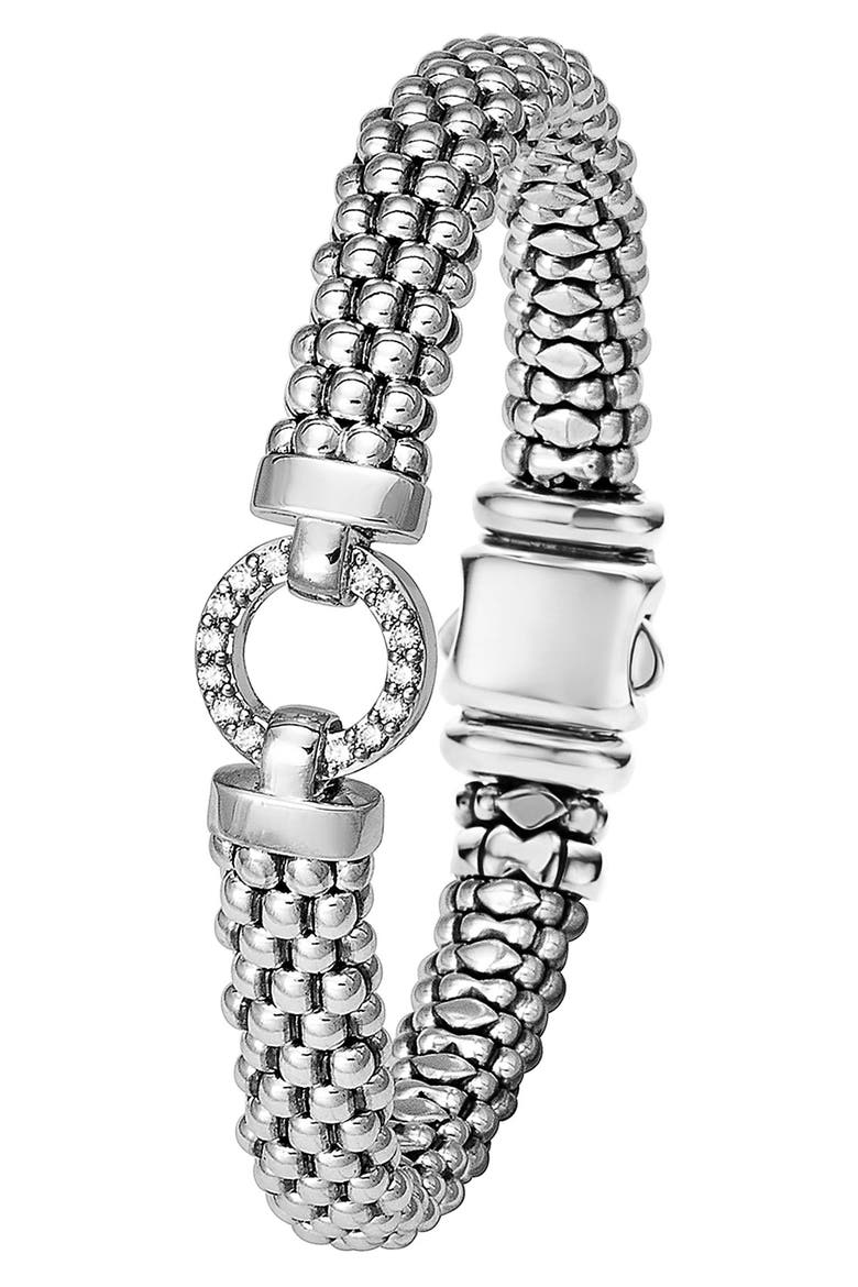 Enso Circle Game Diamond Caviar Rope Bracelet, Alternate, color, SILVER