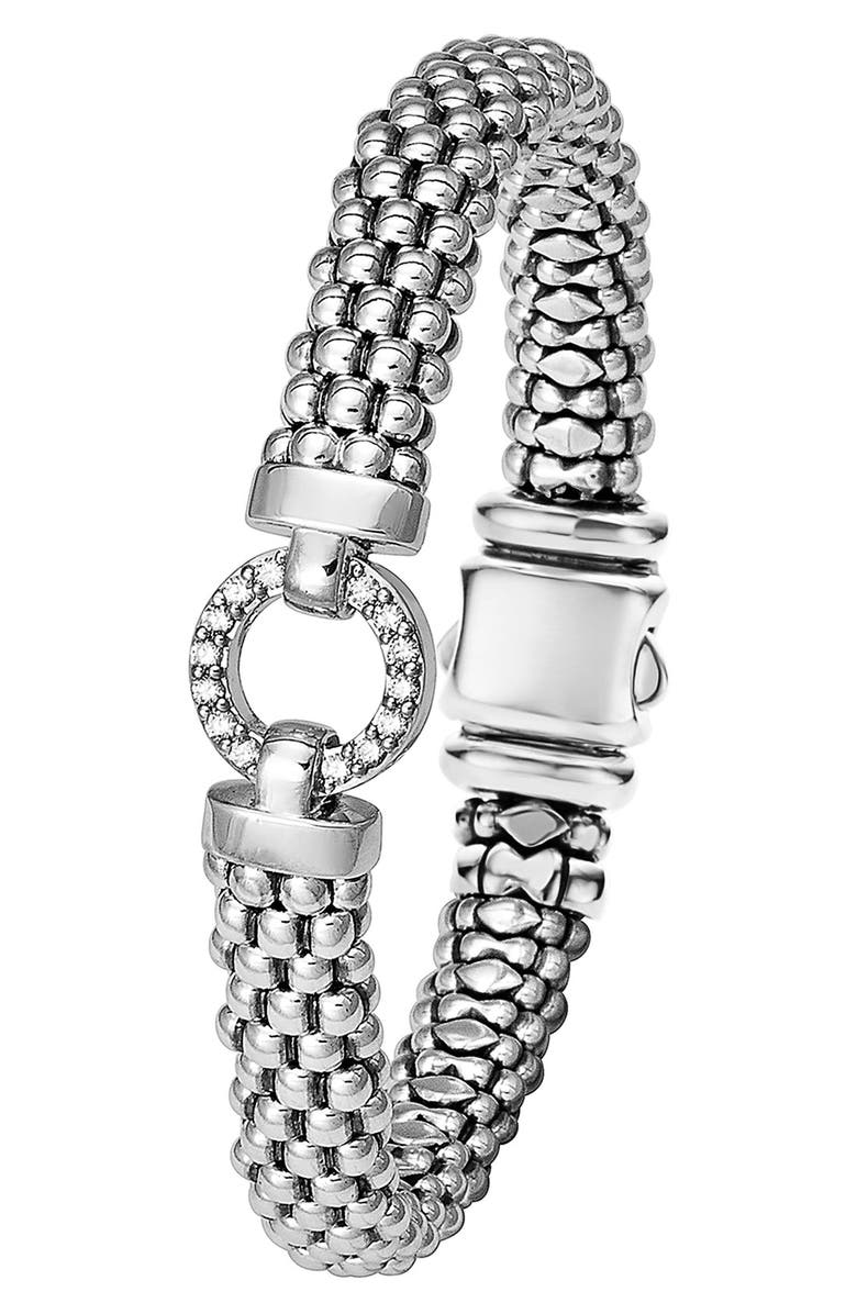 LAGOS Enso Circle Game Diamond Caviar Rope Bracelet, Alternate, color, Silver