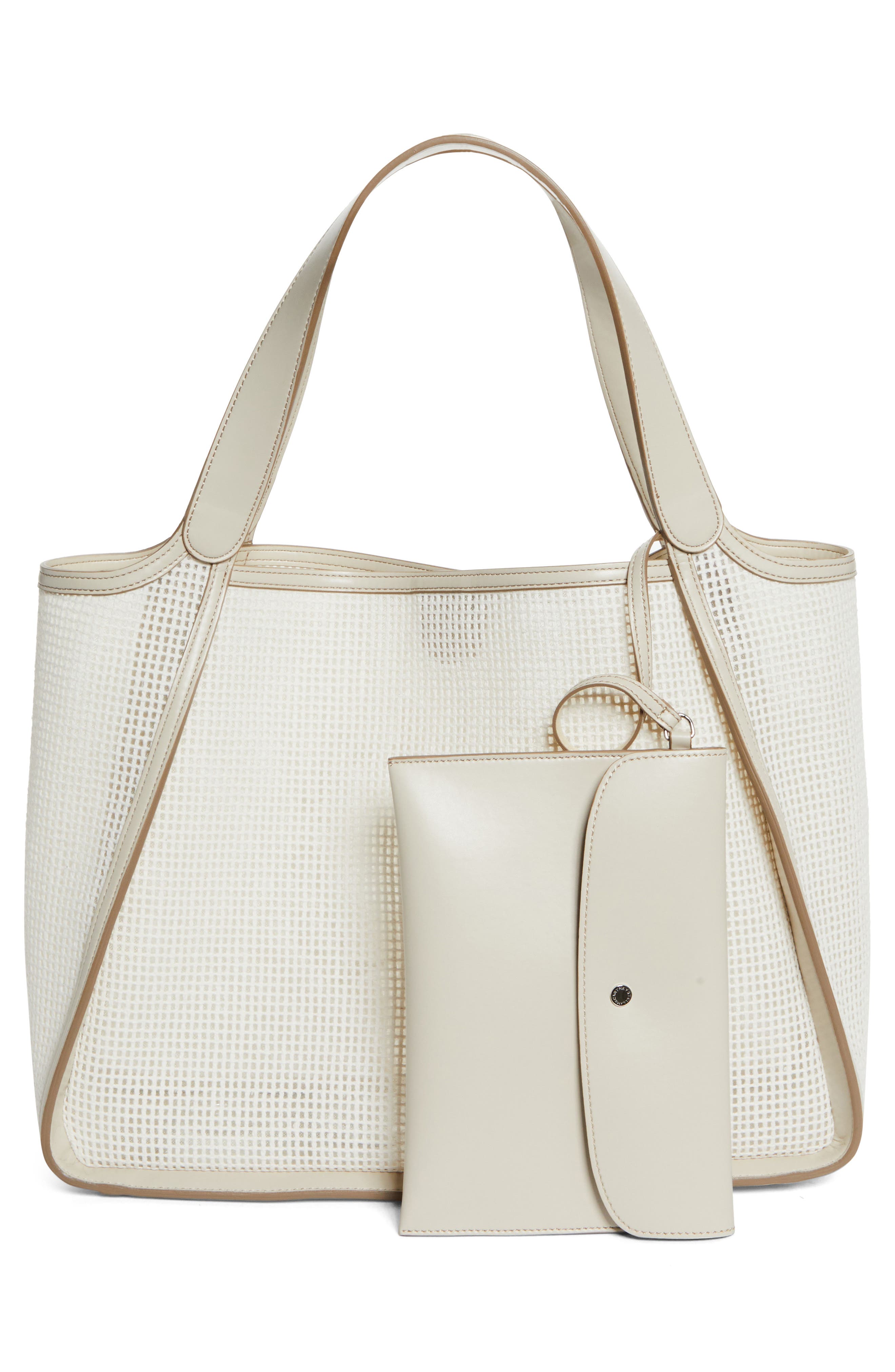 Stella McCartney Logo Embroidered Mesh Tote, Alternate, color, 