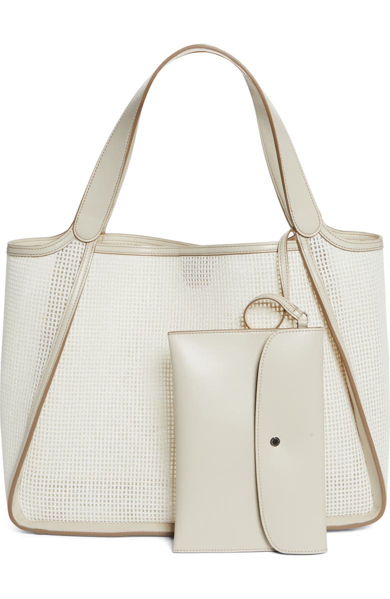 Stella McCartney Logo Embroidered Mesh Tote, Alternate, color,