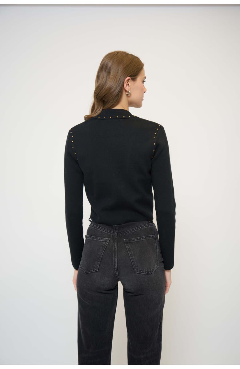 Central Park West Crystal Knit Blazer, Alternate, color, Black