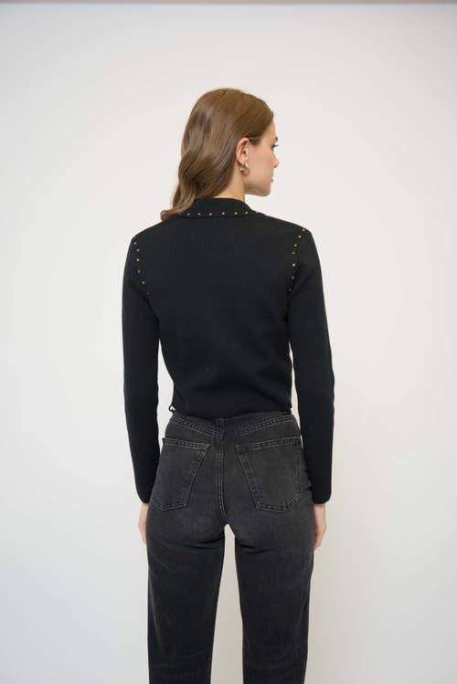 Central Park West Crystal Knit Blazer In Black