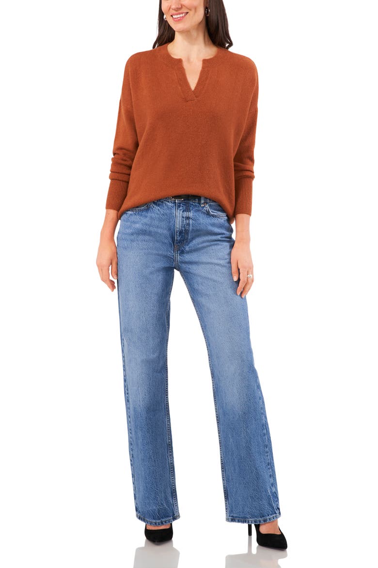 Drop Shoulder V-Neck Sweater, Alternate, color, SIERRA