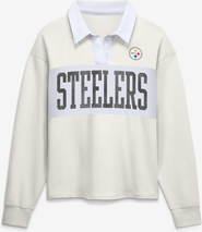 FANATICS Women's Fanatics Cream Pittsburgh Steelers Heritage Play Action Rugby Long Sleeve Polo