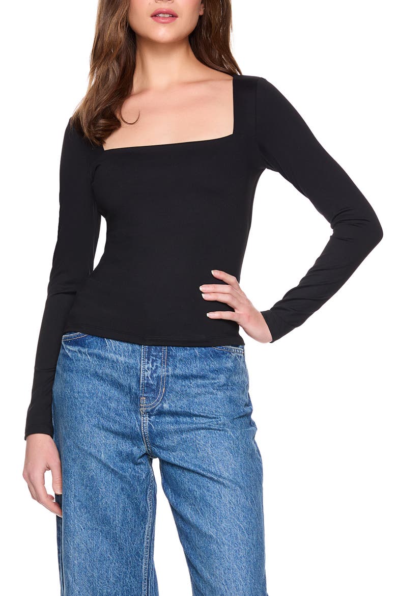 Square Neck Top, Main, color, BLACK