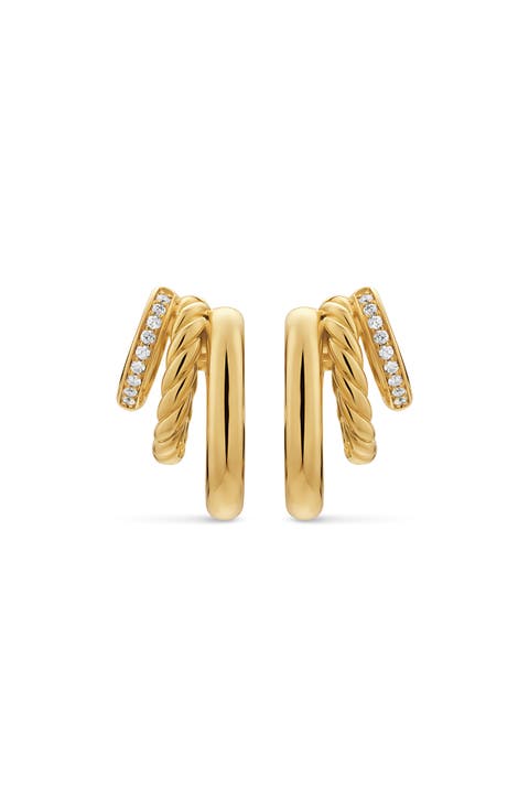 DY Mercer Multi Row Earrings in 18K Yellow Gold with Diamonds