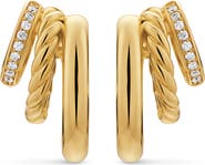 David Yurman DY Mercer Multi Row Earrings in 18K Yellow Gold with Diamonds