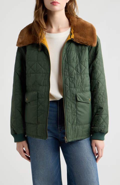 The Reversible Logger Puffer with Faux Fur Collar