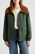 THE GREAT. The Reversible Logger Puffer with Faux Fur Collar