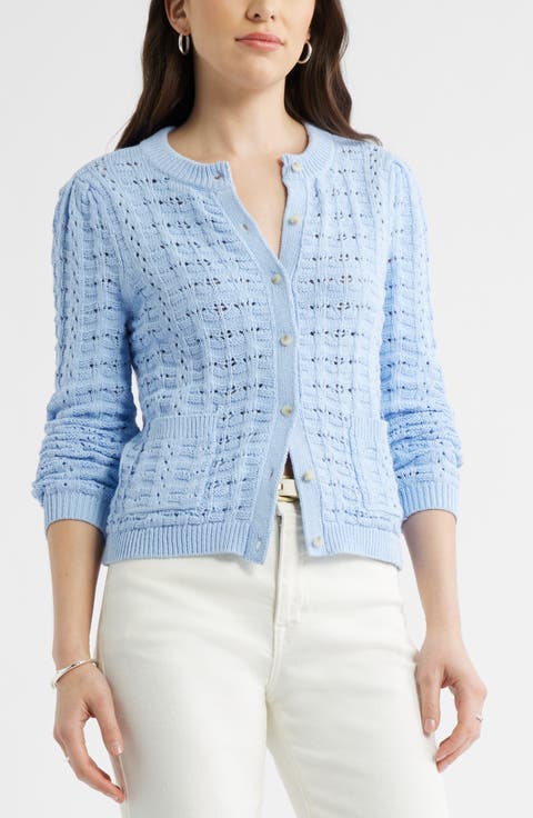 Pointelle Stitch Cotton Cardigan