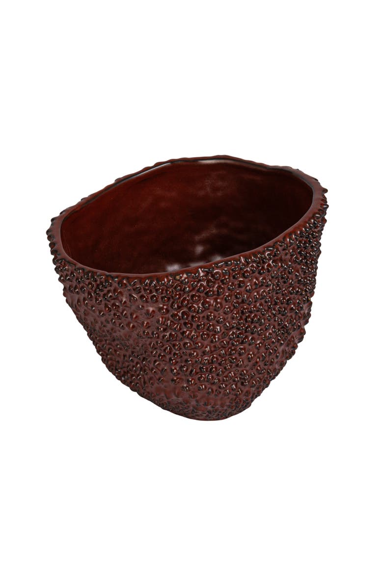 Storied Home Stoneware Organic Shaped Planter with Raised Dots and Reactive Glaze, Main, color, 