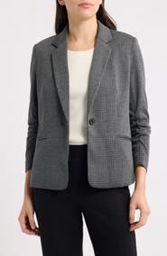 AK ANNE KLEIN Scrunch Sleeve One Button Blazer