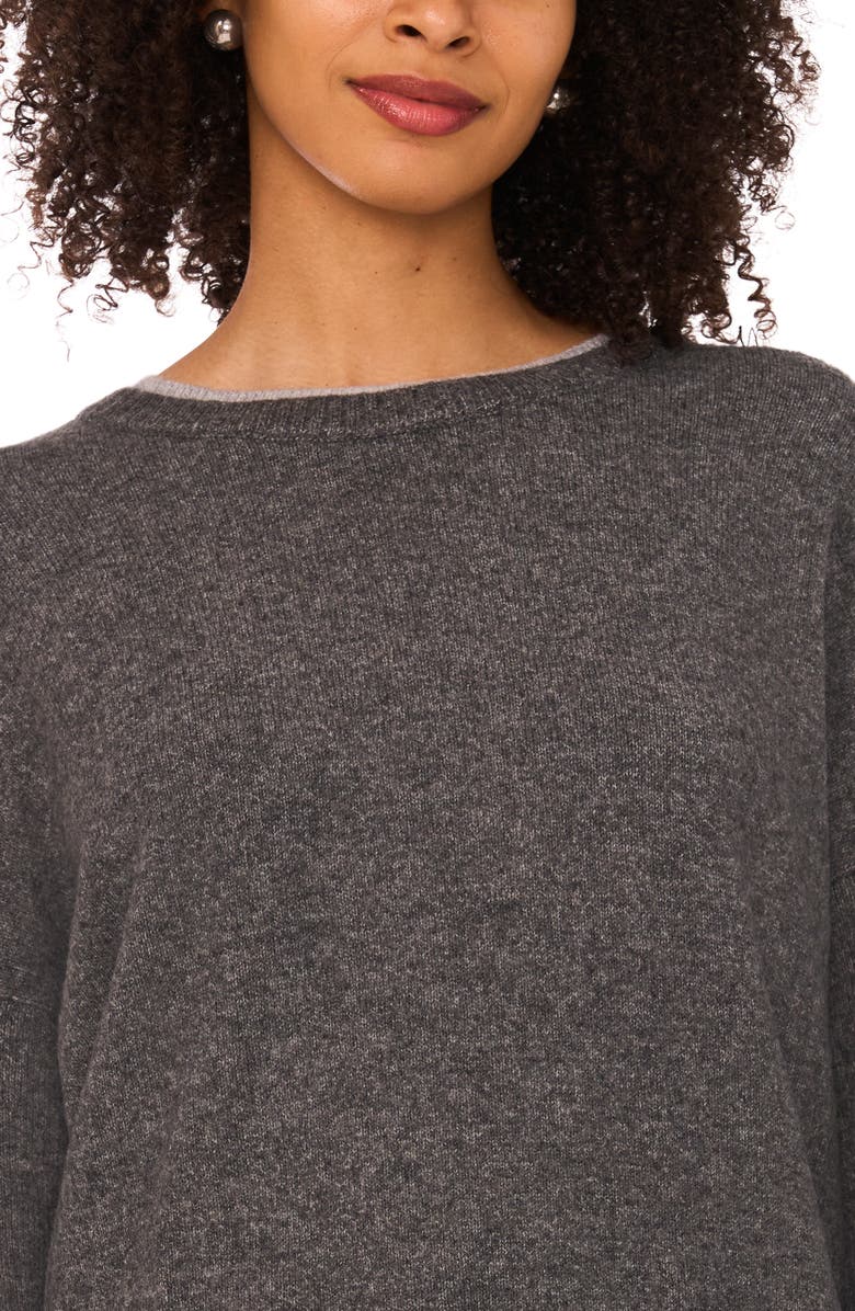 Halogen<sup>®</sup> Tipped Crewneck Sweater, Alternate, color, Medium Heather Grey