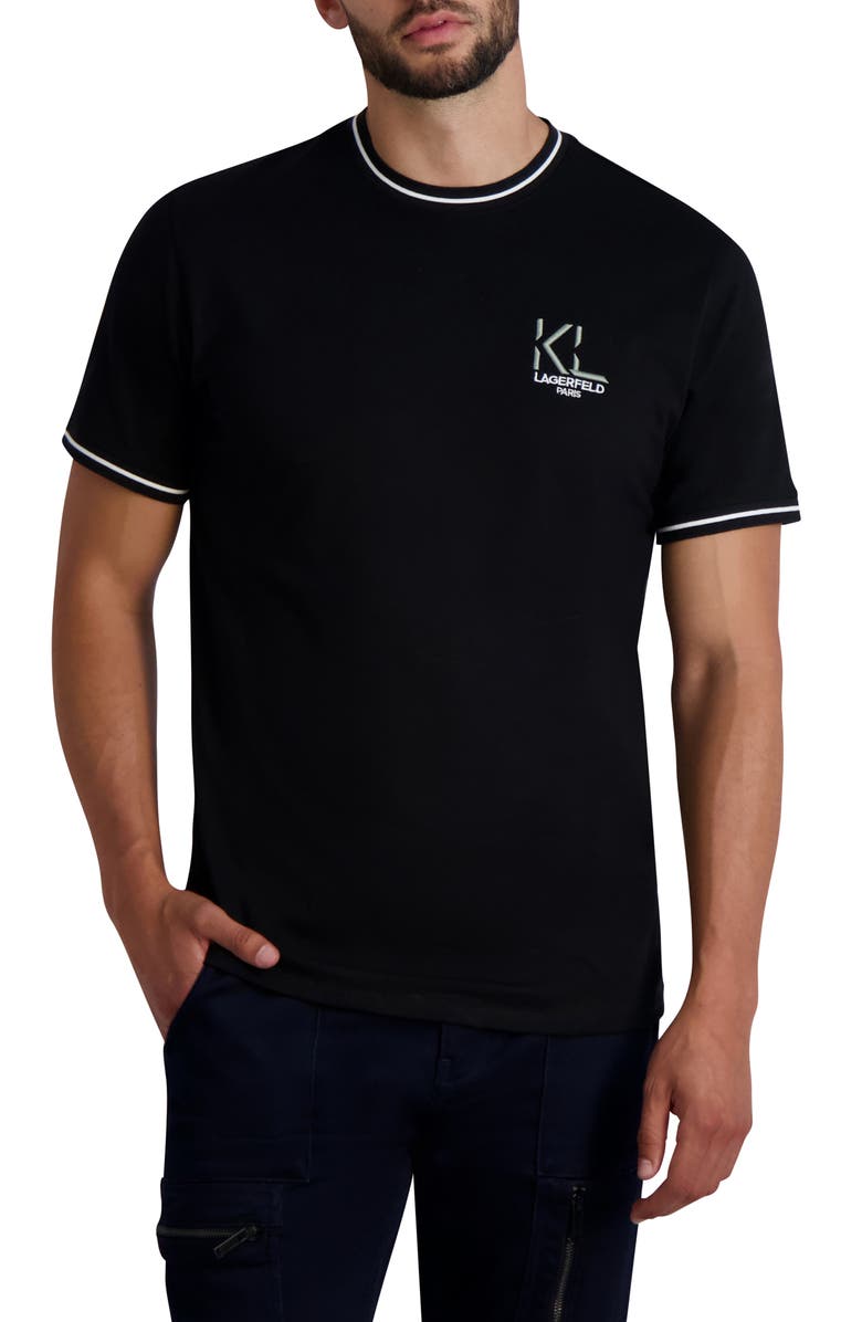 KARL LAGERFELD PARIS Embroidered Crewneck T-Shirt, Main, color,